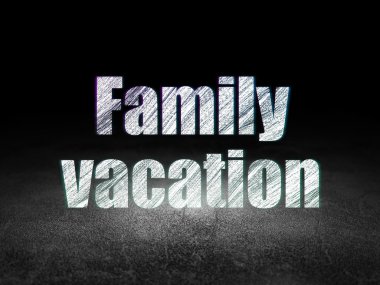 Tourism concept: Family Vacation in grunge dark room