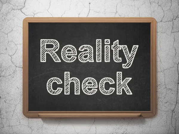 Business concept: Reality Check on chalkboard background — Stock Photo, Image