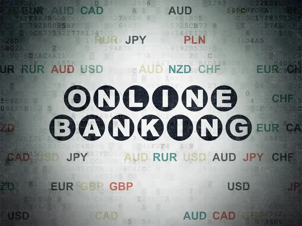 Концепция финансирования: Интернет-банкинг на фоне цифровой бумаги — стоковое фото