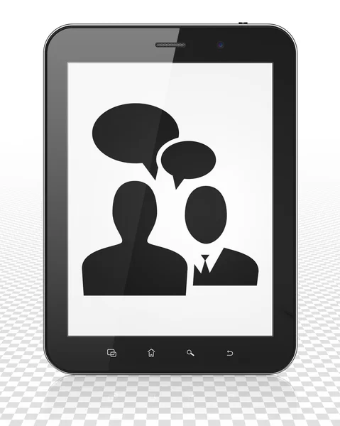 Business concept: Tablet PC Computer con Business Meeting in mostra — Foto Stock