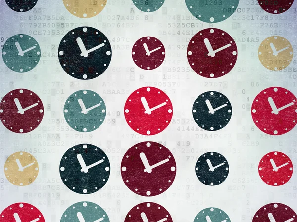 Time concept: Clock icons on Digital Paper background — Stock Photo, Image