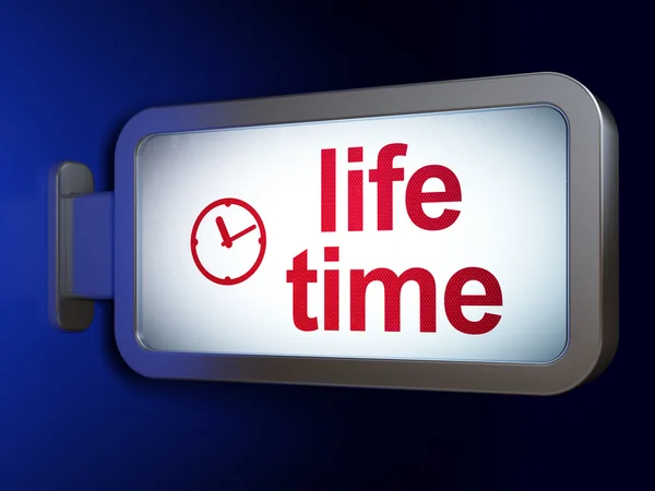 Zeitkonzept: Lebenszeit und Uhr auf Werbetafel-Hintergrund — Stockfoto