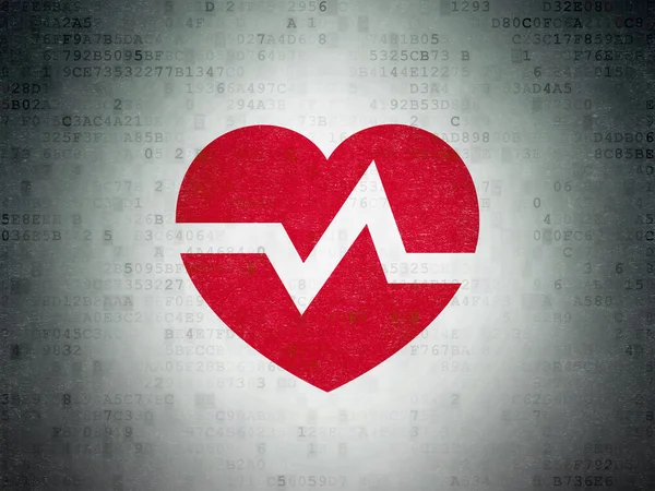 Conceito de cuidados de saúde: Coração sobre fundo de papel digital — Fotografia de Stock