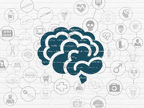 Концепция медицины: Мозг на стене — стоковое фото