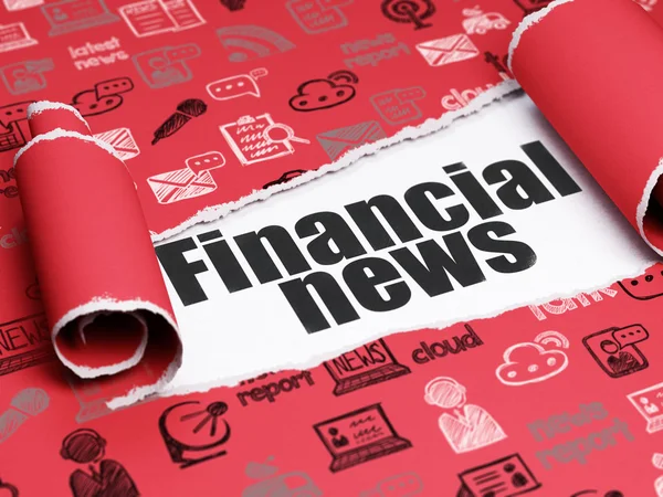 News concept: black text Financial News under the piece of  torn paper — 图库照片