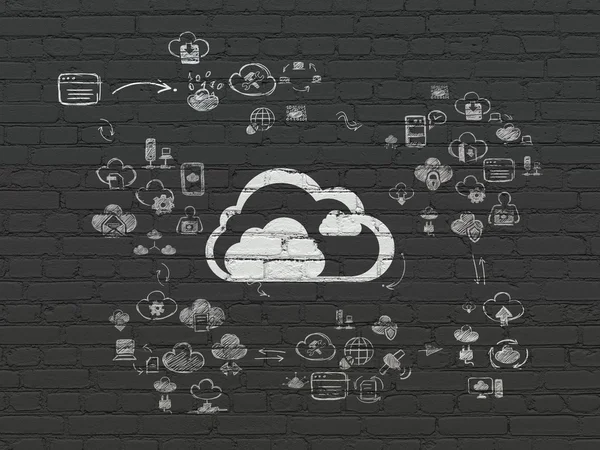 Concepto de tecnología Cloud: Nube sobre fondo de pared — Foto de Stock