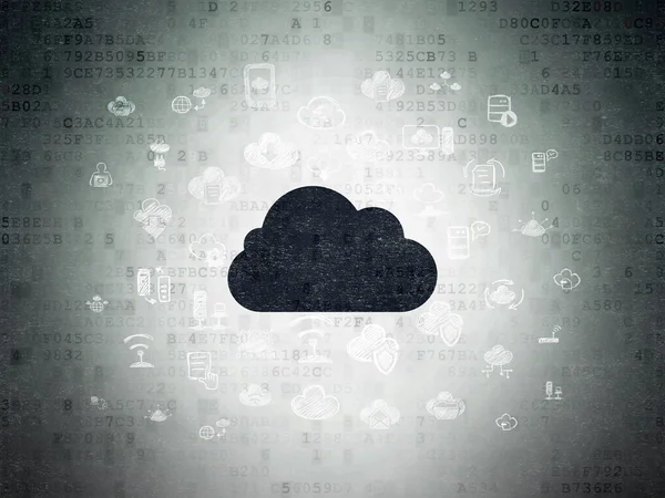 Концепція хмарних обчислень: Хмара на фоні цифрового паперу — стокове фото