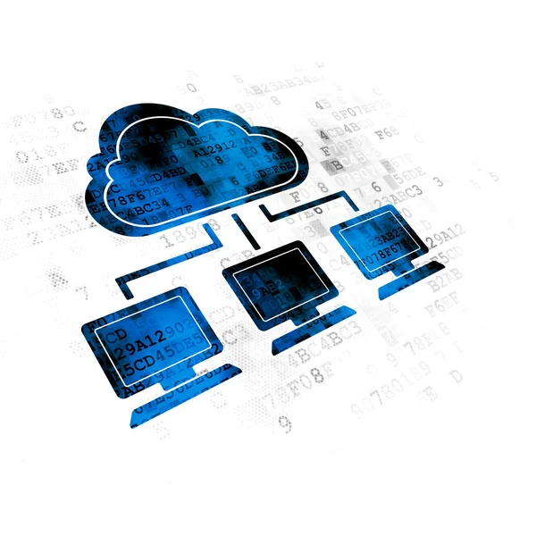 Moln teknik koncept: Cloud nätverk på digital bakgrund — Stockfoto