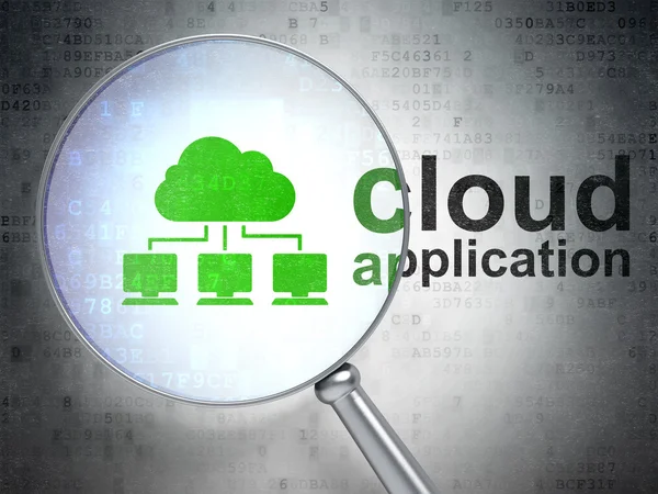 Concetto di cloud computing: Cloud Network e Cloud Application con vetro ottico — Foto Stock