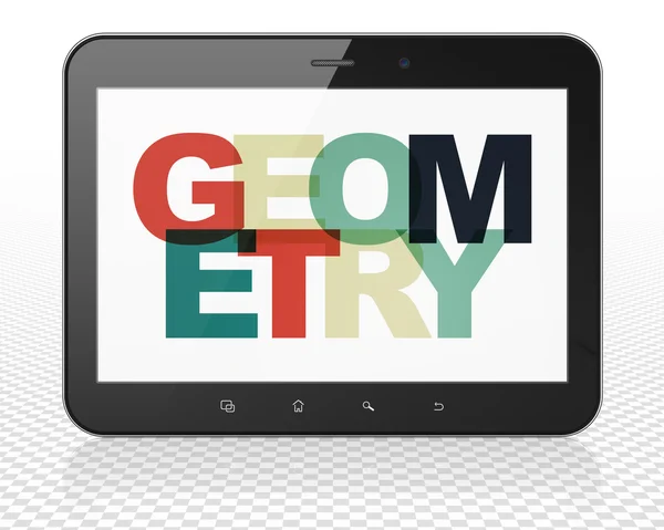 Studying concept: Tablet Pc Computer with Geometry on  display — Stockfoto