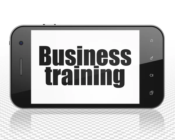 Concept d'apprentissage : Smartphone avec Business Training à l'écran — Photo