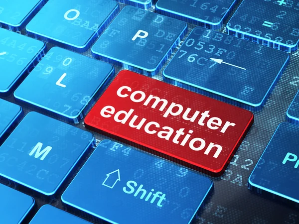 Concepto de educación: Educación informática en el fondo del teclado del ordenador — Foto de Stock