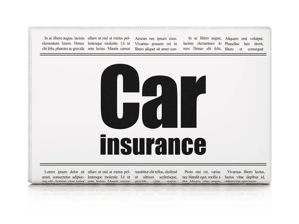 保险的概念︰ 报纸头条汽车保险 — 图库照片