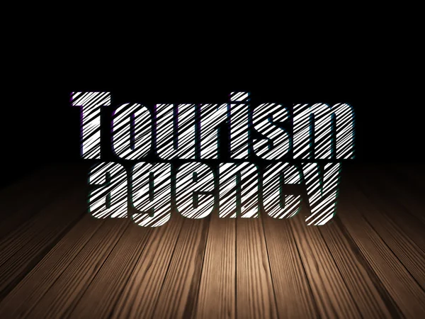 Vacation concept: Tourism Agency in grunge dark room