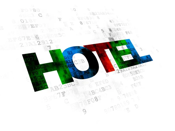 Concepto de turismo: Hotel sobre fondo digital — Foto de Stock