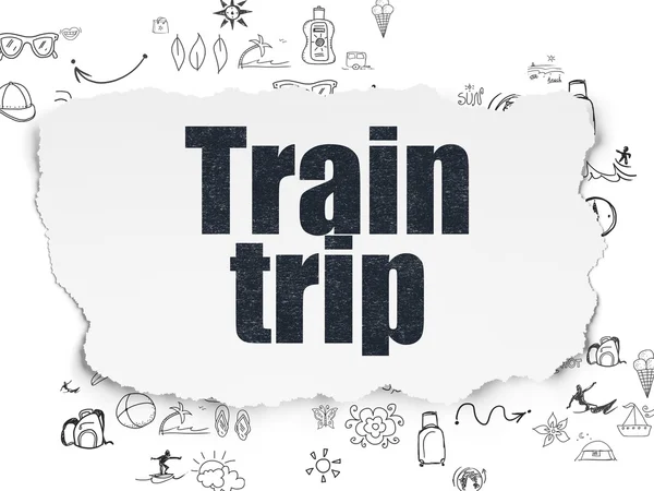 Tourism concept: Train Trip on Torn Paper background — 스톡 사진