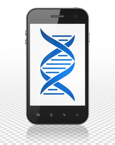 Science concept: Smartphone with DNA on display — Stock Photo, Image