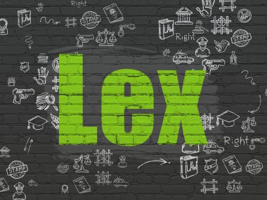 Hukuk kavramı: Lex duvar arka plan üzerinde