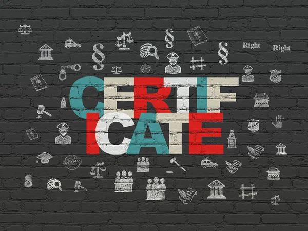 Law concept: Certificate on wall background — Stock Photo, Image