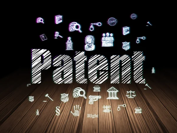 Zákon koncept: Patent v temné místnosti grunge — Stock fotografie