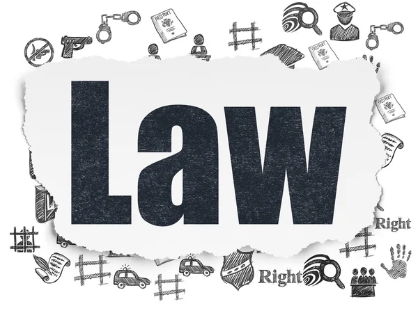 Law concept: Law on Torn Paper background — 图库照片