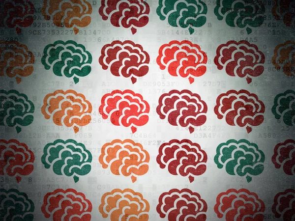 医学概念: 脳のデジタル ペーパーの背景にアイコン — ストック写真