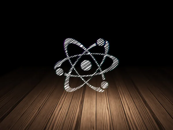 Science concept: Molecule in grunge dark room — Stock Photo, Image