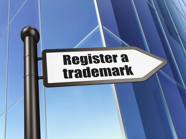 Konsep hukum: sign Register A Trademark on Building background — Stok Foto