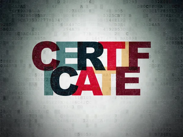 Lag koncept: certifikat på digitala papper bakgrund — Stockfoto