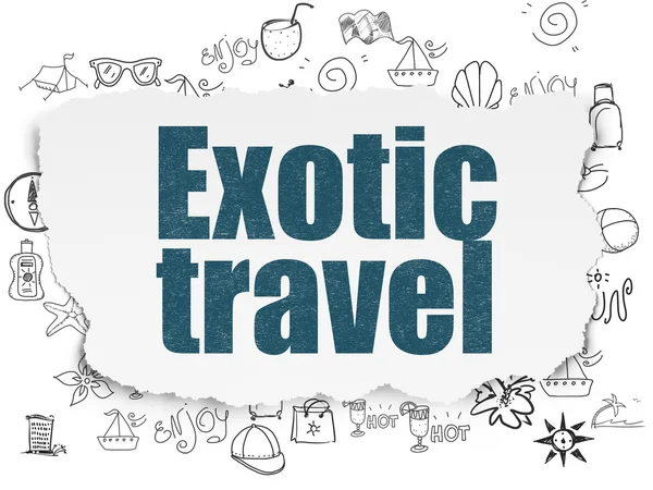Vacation concept: Exotic Travel on Torn Paper background — Stock Fotó