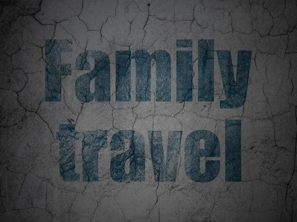 Tourism concept: Family Travel on grunge wall background — Zdjęcie stockowe