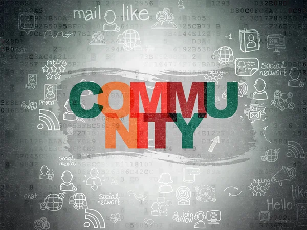 Social media concept: Community on Digital Paper background — Stok fotoğraf