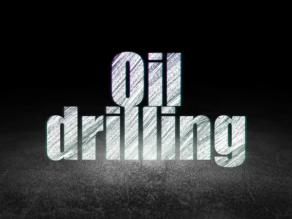 Manufacuring concept: Oil Drilling in grunge dark room