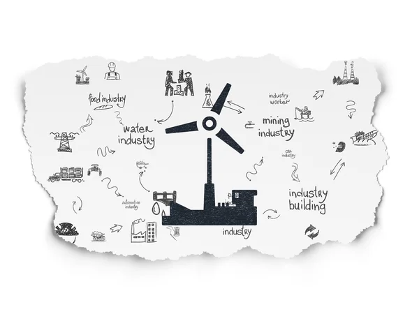 Industry concept: Windmill on Torn Paper background — Zdjęcie stockowe