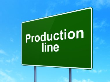 Manufacuring concept: Production Line on road sign background