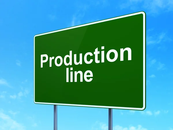 Manufacuring concept: Production Line on road sign background — Zdjęcie stockowe