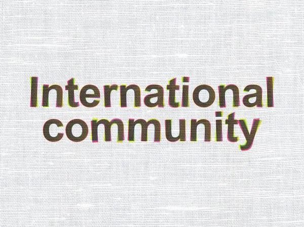 Politisches Konzept: Internationale Gemeinschaft auf textilem Hintergrund — Stockfoto