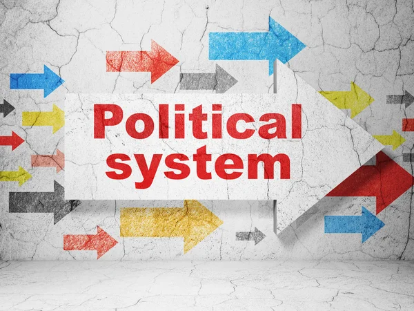 Politics concept: arrow with Political System on grunge wall background — Stockfoto