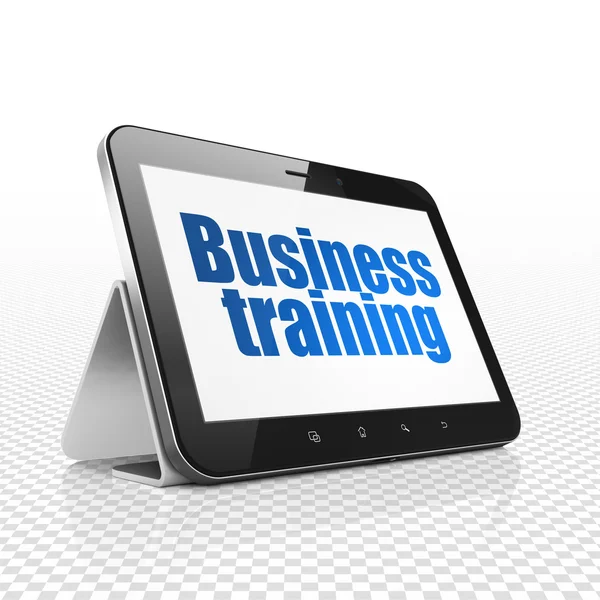 Concetto di apprendimento: Tablet Computer con Business Training in mostra — Foto Stock