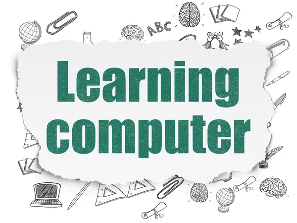 Education concept: Learning Computer on Torn Paper background — Stock Photo, Image