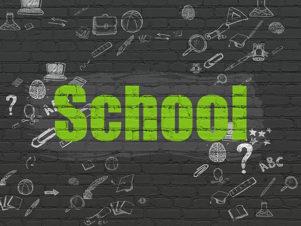 Leren concept: School op muur achtergrond — Stockfoto