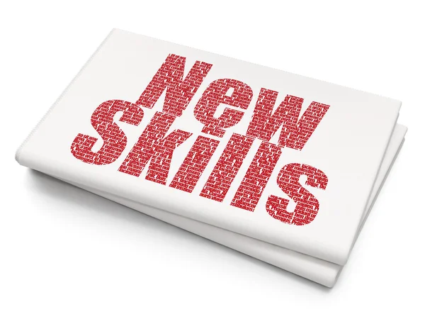 Learning concept: New Skills on Blank Newspaper background — Zdjęcie stockowe