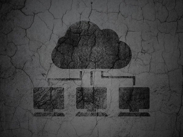 Concetto di tecnologia cloud: Cloud Network su sfondo grunge wall — Foto Stock