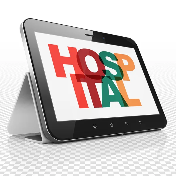 Healthcare concept: Tablet Computer with Hospital on  display — Stock Photo, Image