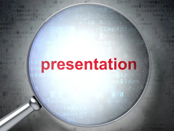 Advertising concept: Presentation with optical glass — Stock Photo, Image