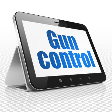 Security concept: Tablet Computer with Gun Control on display
