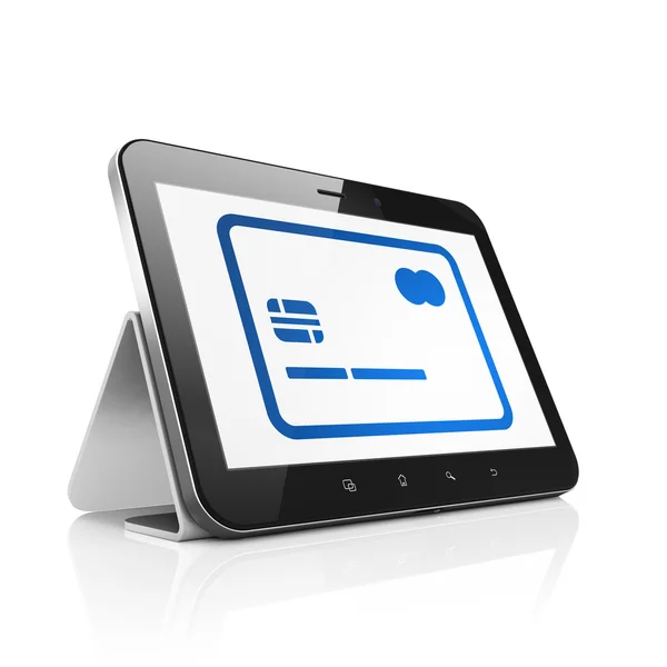 Concepto de negocio: Tablet Computer con tarjeta de crédito en pantalla — Foto de Stock