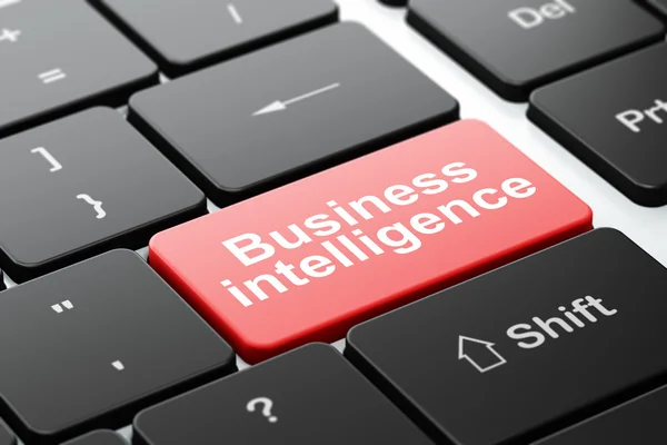 Affärsidé: business intelligence på dator tangentbord bakgrund — Stockfoto