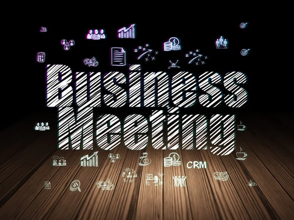 Finance concept: Business Meeting in grunge dark room — Stockfoto