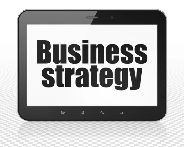 Concepto de negocio: Tablet PC Ordenador con estrategia de negocio en pantalla —  Fotos de Stock